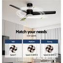 Devanti 52'' Ceiling Fan DC Motor w/Light w/Remote - Black - RnR Galore