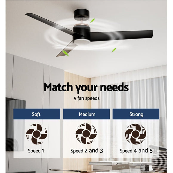 Devanti 52'' Ceiling Fan DC Motor w/Light w/Remote - Black - RnR Galore