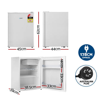 Devanti 70L Portable Mini Bar Fridge - White - RnR Galore