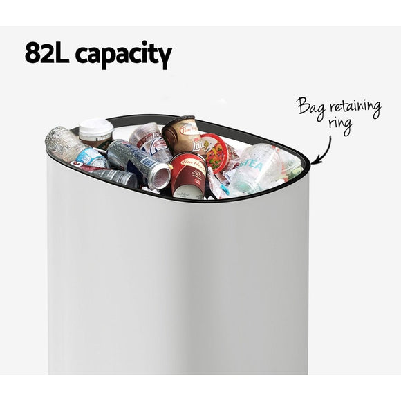 Devanti 82L Motion Sensor Bin Rubbish Automatic White - RnR Galore