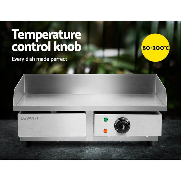 Devanti Commercial Electric Griddle 55cm BBQ Grill Plate 3000W - RnR Galore