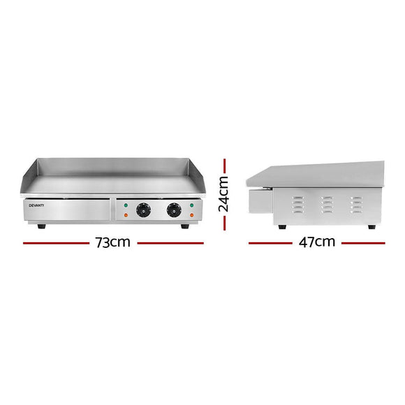 Devanti Commercial Electric Griddle 73cm BBQ Grill Plate 4400W - RnR Galore