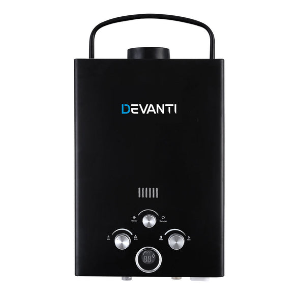 Devanti Portable Gas Water Heater 8L/Min With Pump LPG System Black - RnR Galore