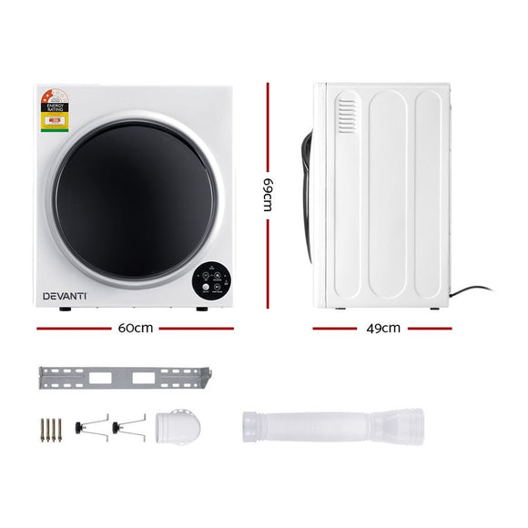 Devanti Tumble Dryer 5kg Fully Auto Black - RnR Galore