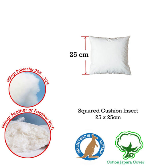 Duck Feather Rich Fill Cushion Inserter Square 25 x 25cm - RnR Galore