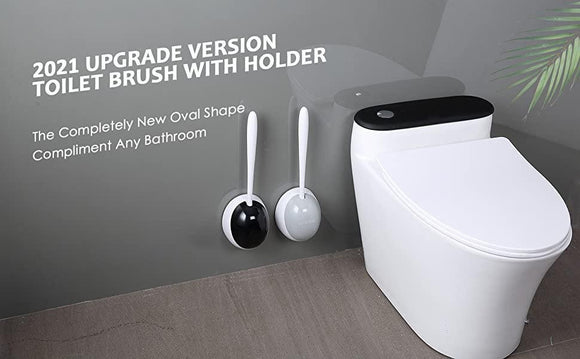 Ecoco Silicone Water Drop Toilet Brush Holder Set Wall - Mounted Cleaning Brush Tool Grey - RnR Galore