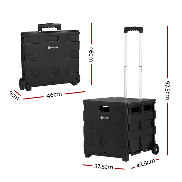Emajin Foldable Shopping Cart Trolley Grocery Basket Rolling Wheel Portable 35KG - RnR Galore