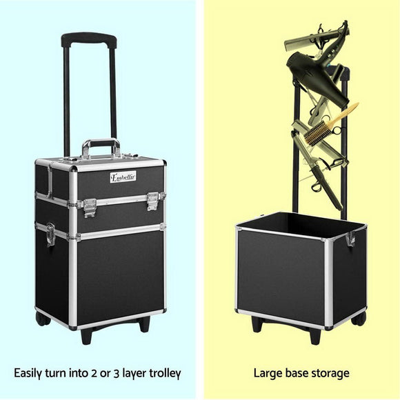 Embellir 7 in 1 Portable Cosmetic Beauty Makeup Trolley - Black - RnR Galore