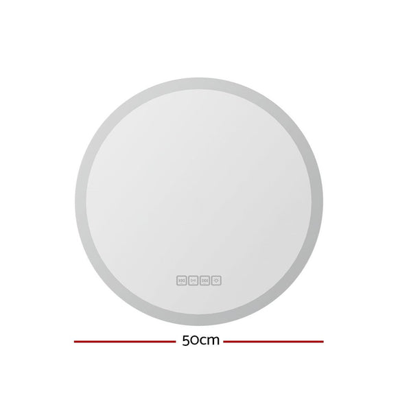 Embellir Bluetooth LED Wall Mirror With Light 50CM Bathroom Decor Round Mirrors - RnR Galore