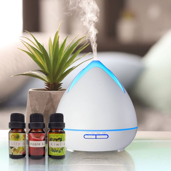 Essential Oils Ultrasonic Aromatherapy Diffuser Air Humidifier Purify 400ML - White - RnR Galore