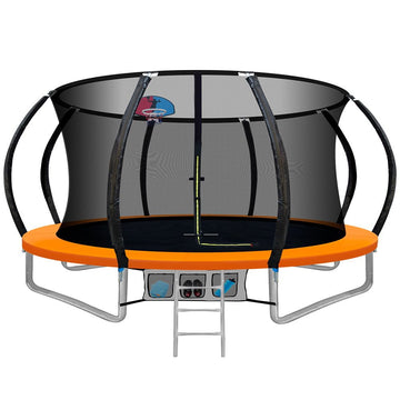 Everfit 12FT Trampoline for Kids w/ Ladder Trampoline Enclosure Safety Net Rebounder Orange - RnR Galore