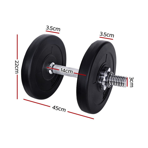 Everfit 15kg Dumbbell Set Weight Plates Dumbbells Lifting Bench - RnR Galore