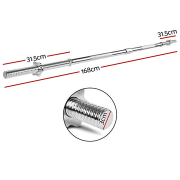 Everfit 168CM 5.5FT Barbell Bar Fitness Weight Plates Dumbbells Row - RnR Galore
