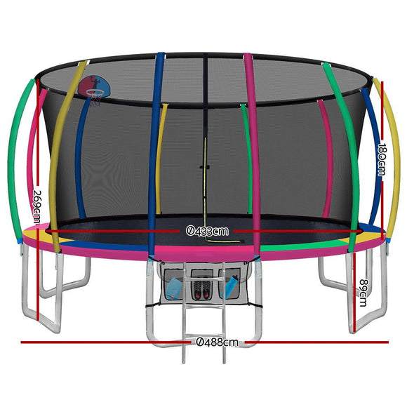 Everfit 16FT Trampoline for Kids w/ Ladder Enclosure Safety Net Rebounder Colors - RnR Galore
