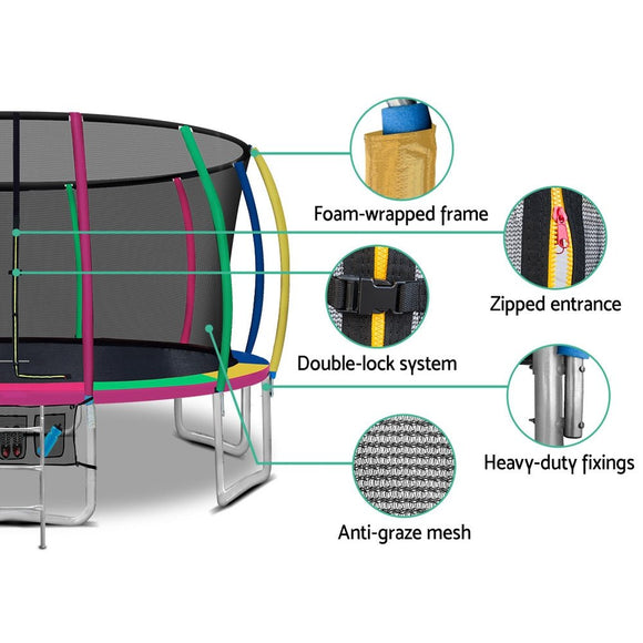 Everfit 16FT Trampoline for Kids w/ Ladder Enclosure Safety Net Rebounder Colors - RnR Galore