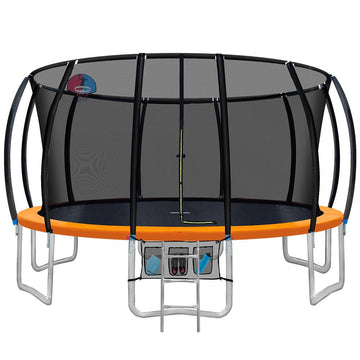 Everfit 16FT Trampoline for Kids w/ Ladder Enclosure Safety Net Rebounder Orange - RnR Galore