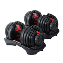 Everfit 24kg Dumbbells Adjustable Dumbbell Weight Plates Home Gym 2pcs - RnR Galore