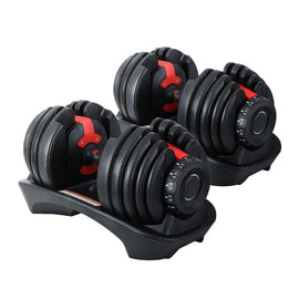 Everfit 24kg Dumbbells Adjustable Dumbbell Weight Plates Home Gym 2pcs - RnR Galore