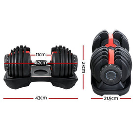 Everfit 24kg Dumbbells Adjustable Dumbbell Weight Plates Home Gym 2pcs - RnR Galore