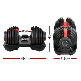 Everfit 24kg Dumbbells Adjustable Dumbbell Weight Plates Home Gym - RnR Galore
