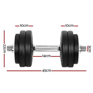 Everfit 30kg Dumbbell Set Weight Plates Dumbbells Lifting Bench - RnR Galore