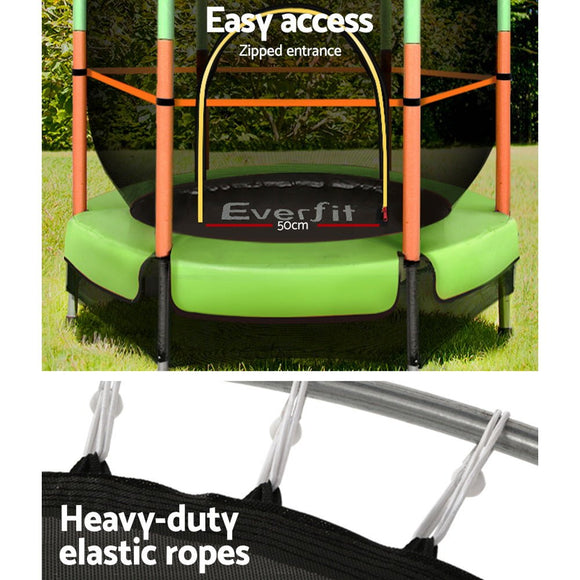 Everfit 4.5FT Trampoline for Kids Trampoline w/ Enclosure Safety Net Rebounder Gift Green - RnR Galore