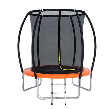 Everfit 6FT Trampoline for Kids w/ Ladder Trampoline Enclosure Safety Net Rebounder Orange - RnR Galore