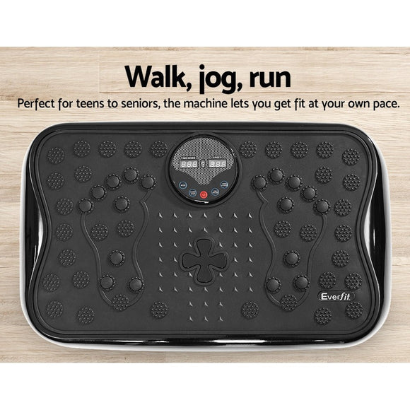 Everfit Vibration Machine Platform Vibrator With Resistance Rope Home Gym Black - RnR Galore