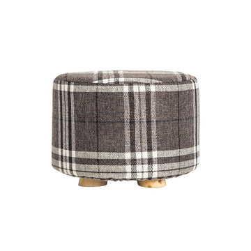 Fabric Ottoman Round Wooden Leg Foot Stool - LATTICE - RnR Galore