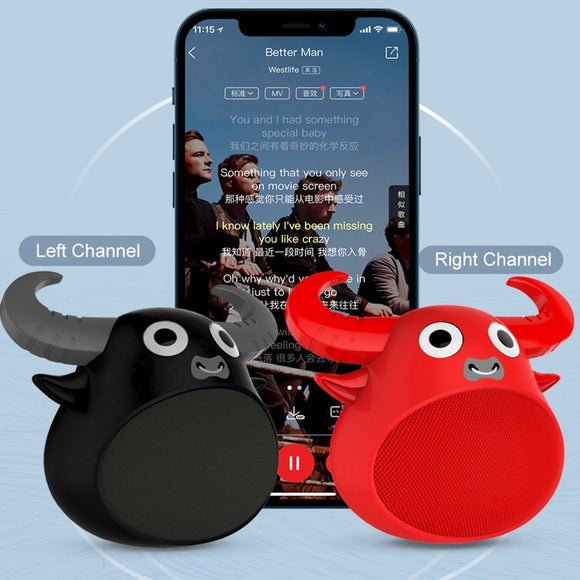 Fitsmart Bluetooth Animal Face Speaker Portable Wireless Stereo Sound - Red - RnR Galore