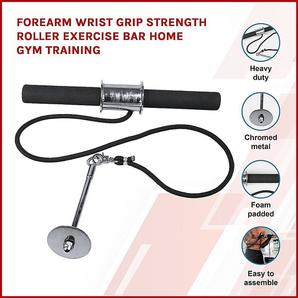 Forearm Wrist Grip Strength Roller Exercise Bar Home Gym Training - RnR Galore