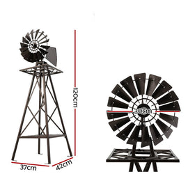 Garden Windmill 120cm Metal Ornaments Outdoor Decor Ornamental Wind Mill - RnR Galore