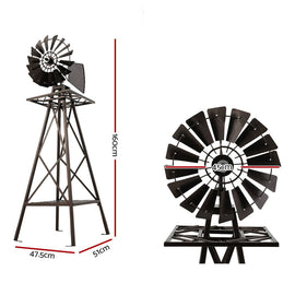 Garden Windmill 160cm Metal Ornaments Outdoor Decor Ornamental Wind Mill - RnR Galore