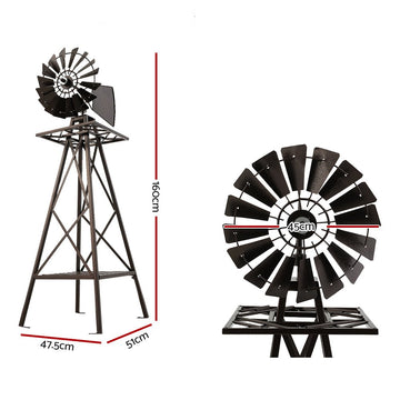 Garden Windmill 160cm Metal Ornaments Outdoor Decor Ornamental Wind Mill - RnR Galore