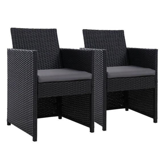 Gardeon 2PC Outdoor Dining Chairs Patio Furniture Wicker Garden Cushion Hugo - RnR Galore