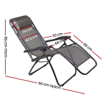 Gardeon 2PC Zero Gravity Chair Folding Outdoor Recliner Adjustable Sun Lounge Camping Beige - RnR Galore