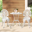 Gardeon 3PC Patio Furniture Outdoor Bistro Set Dining Chairs Aluminium White - RnR Galore