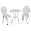 Gardeon 3PC Patio Furniture Outdoor Bistro Set Dining Chairs Aluminium White - RnR Galore
