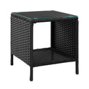Gardeon Coffee Side Table Wicker Desk Rattan Outdoor Furniture Garden Black - RnR Galore