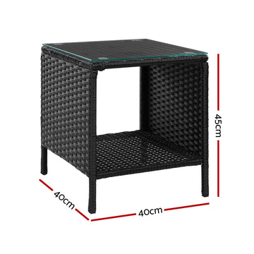 Gardeon Coffee Side Table Wicker Desk Rattan Outdoor Furniture Garden Black - RnR Galore