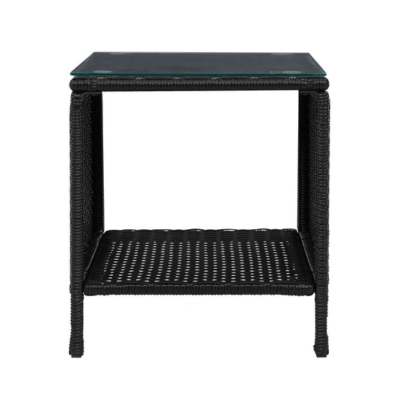 Gardeon Coffee Side Table Wicker Desk Rattan Outdoor Furniture Garden Black - RnR Galore
