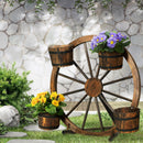 Gardeon Garden Decor Plant Stand Outdoor Ornament Wooden Wagon Wheel 80cm - RnR Galore