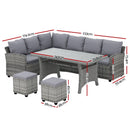 Gardeon Outdoor Dining Set Wicker Table Chairs Setting 8 Seater - RnR Galore