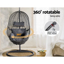Gardeon Outdoor Egg Swing Chair Wicker Rattan Furniture Pod Stand Cushion Black - RnR Galore