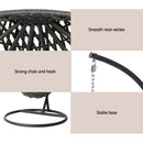 Gardeon Outdoor Egg Swing Chair Wicker Rattan Furniture Pod Stand Cushion Black - RnR Galore