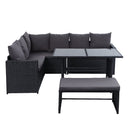 Gardeon Outdoor Furniture Dining Setting Sofa Set Lounge Wicker 8 Seater Black - RnR Galore