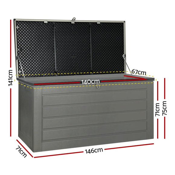 Gardeon Outdoor Storage Box 680L Container Lockable Garden Bench Tool Shed Black - RnR Galore