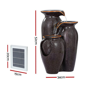 Gardeon Solar Fountain Water Fountain Feature Cascading Fountain LED Lights 76CM Grey - RnR Galore