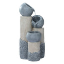 Gardeon Solar Water Feature Cascading Fountain 3 - Tier Pot LED Lights 76CM Grey - RnR Galore