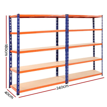 Giantz 2.4Mx1.8M Garage Shelving Warehouse Rack Pallet Racking Storage Blue - RnR Galore